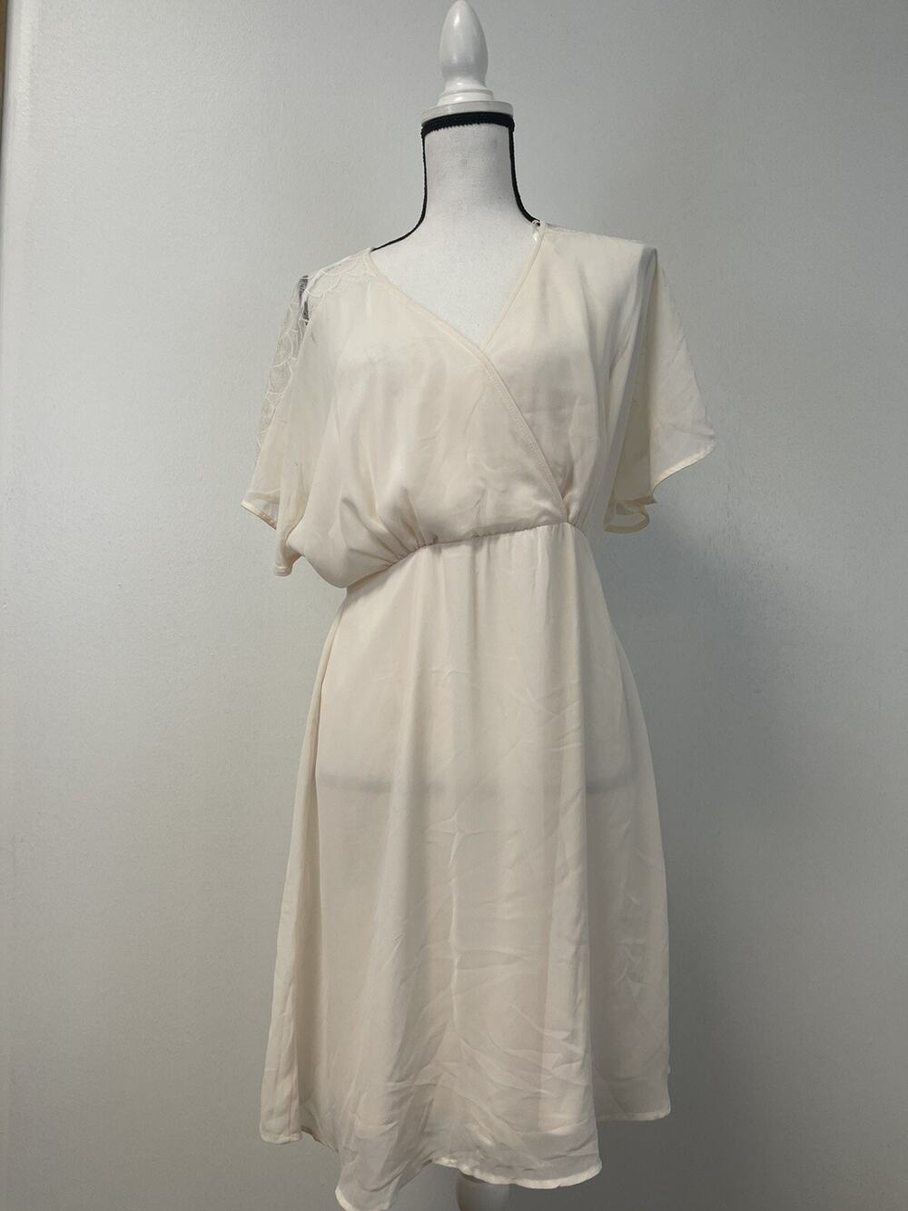 Nafnaf Fit Flare Dress Womens 2XS A Line Beige Reversible Transparent N165